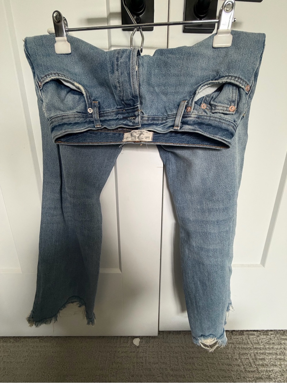 We The Free Light Blue Cropped Distressed Jeans